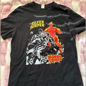 Marvel Black Silver Surfer and Human Torch Tee